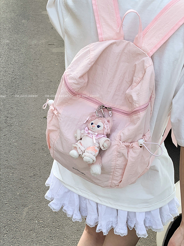 韓国スタイルカジュアルナイロンキャンバスバッグ女性のための 2025 新しい無地シンプルなバックパック学生大容量スクールバッグ|undefined