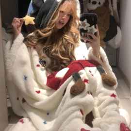 软萌甜美少女卡通米奇珊瑚绒睡袍女冬季加绒加厚大码家居服睡袍