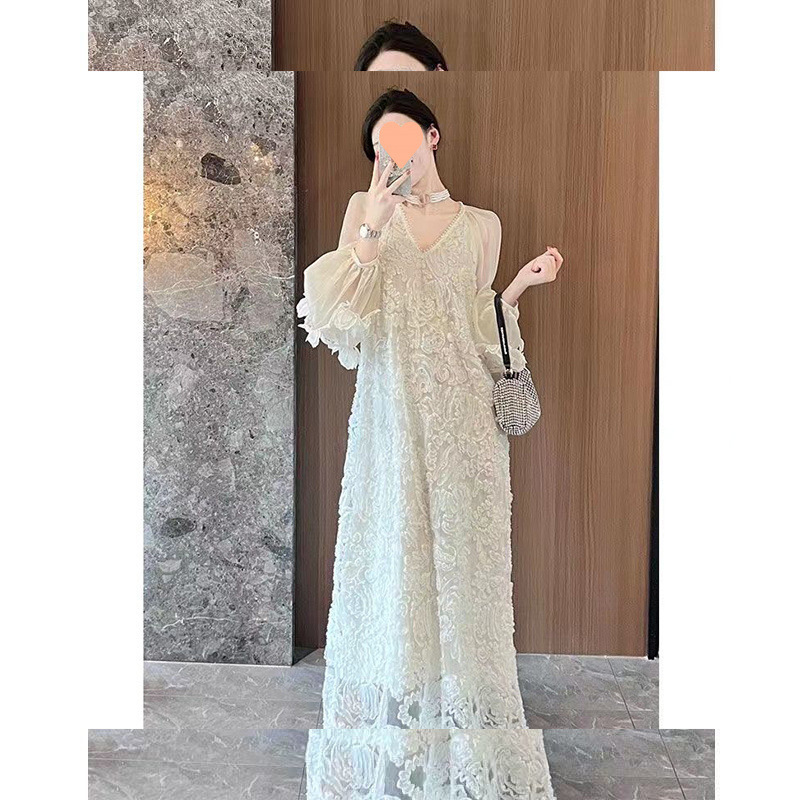 超仙高档设计感立体花朵连衣裙宽松显瘦仙女裙春季|undefined
