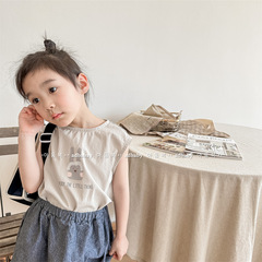 2024 Children's Clothing Summer New Products Girls Summer Clothes Korean Style Plaid Sleeveless Shirt Summer Shirt 123220