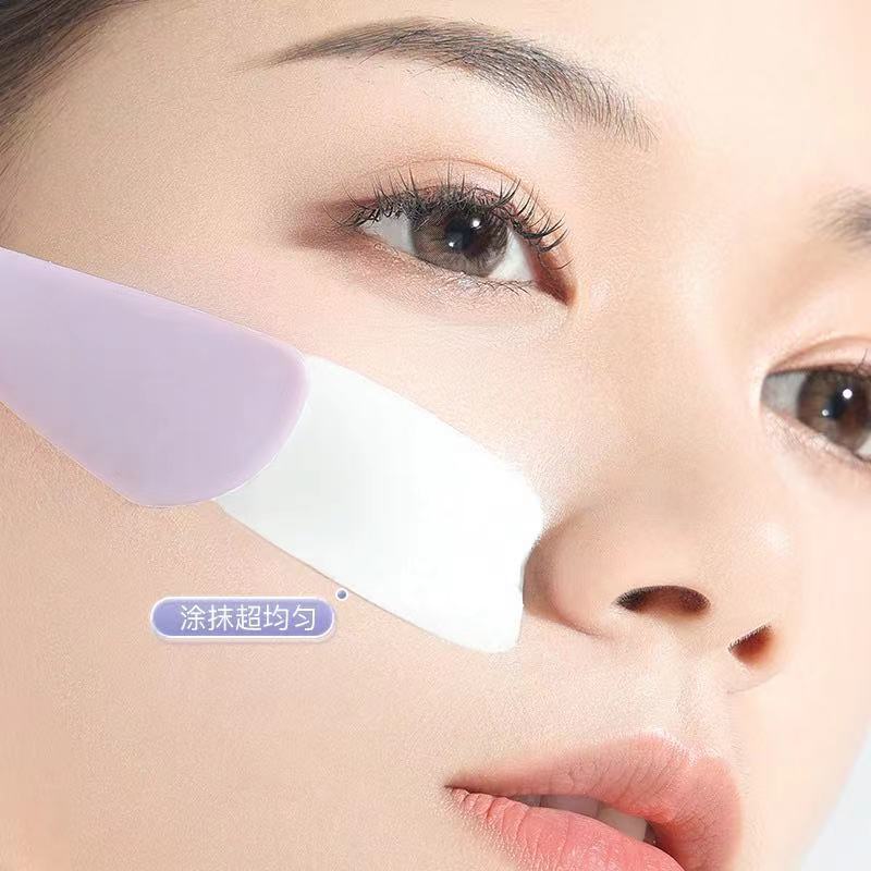 Púrpura de doble cabeza de máscara de silicona cepillo de película de barro cepillo de limpieza raspador integrado salón de belleza herramientas de pintura facial al por mayor