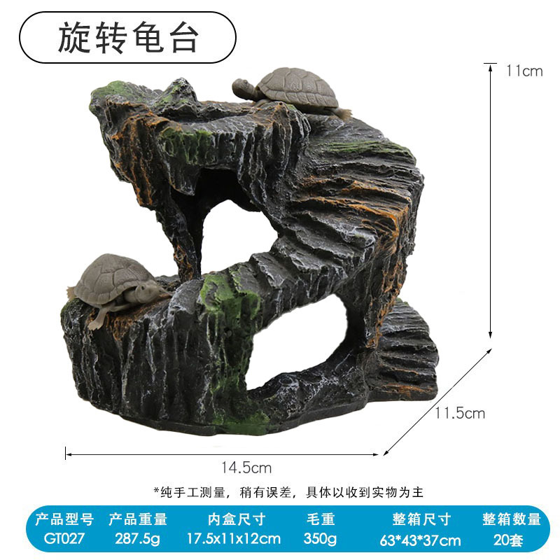 Tortuga de resina de simulación, plataforma de escalada, pecera, artesanía, decoración de acuarios