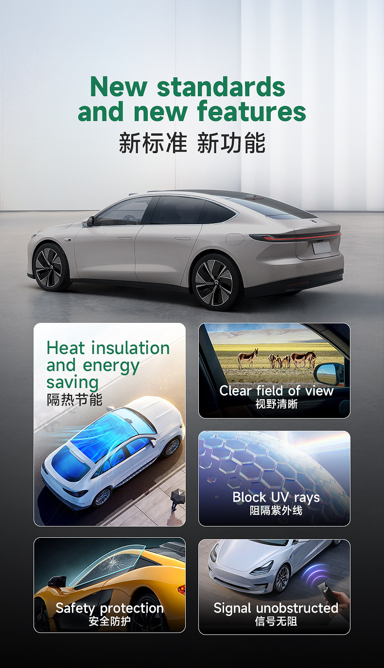 Car Pet Window Glass Film, Heat-Insulating Solar Film, Explosion-Proof, Sun Protection, High-Definition Car Heat-Insulating Film, Anti-Ultraviolet