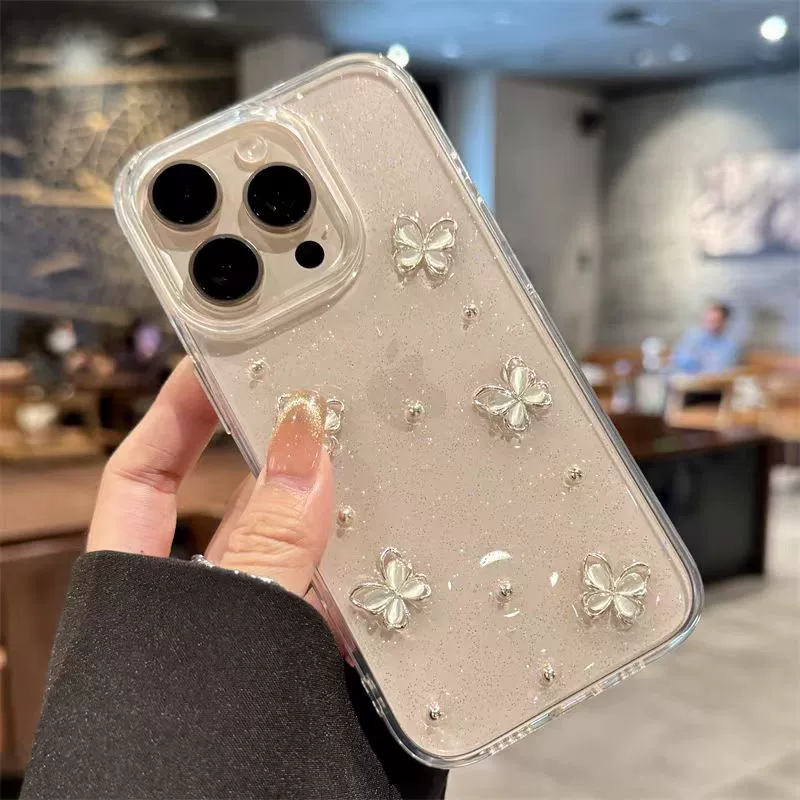 Чехол для телефона Apple iPhone 17, 3D‑бабочки с пустотелыми стальными шариками, подходит для нескольких моделей