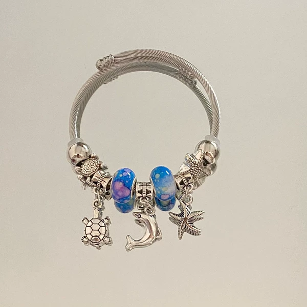 Blue Turtle + Dolphin + Starfish Bracelet