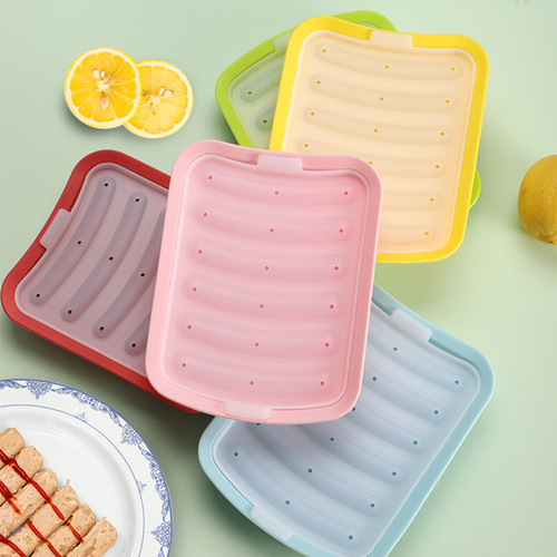 Sausage mold baby food mold, steamed cake and sausage mold with lid, silicone baby meat sausage and ham sausage mold