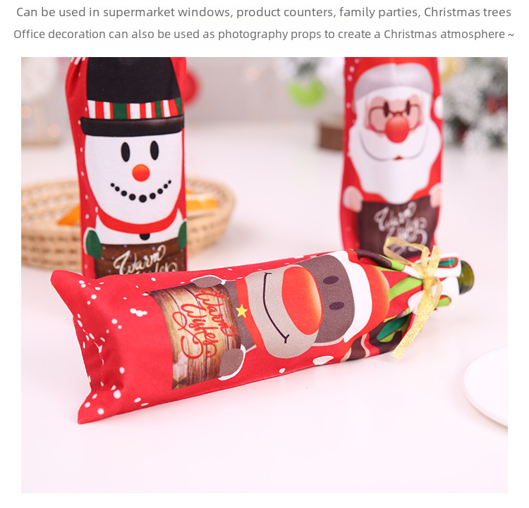 Kreatives neues Hobby im neuen Stil, Weihnachtsdekoration, Festivalbedarf, bedrucktes Weinflaschen-Set, Wein, Champagner, Weinflaschen-Set, Cartoon-Wein-Set_voghion.com