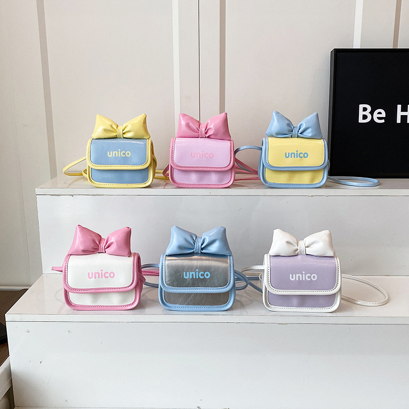 Children's New Bowknot Crossbody Bag, Mini Dopamine Stylish Versatile Cute Chanel-Style Girl's Shoulder Bag Trendy