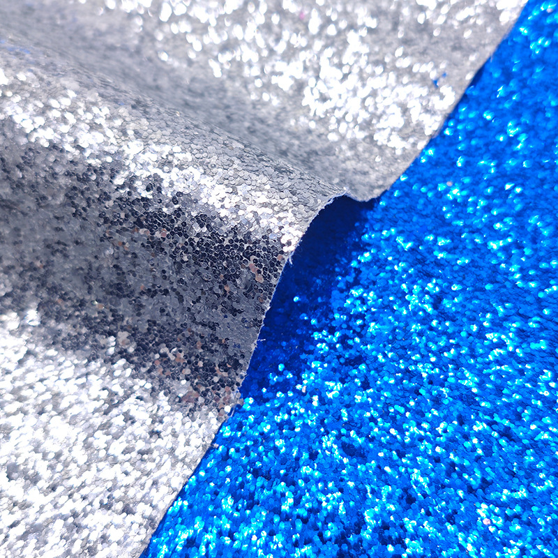 Pu Leather Glitter Coarse Powder Glitter Fabric 0.7mm Glitter Fabric Hexagon Pieces