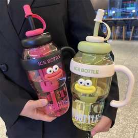 大容量冰霸杯高颜值女生巨无霸大嘴水杯便捷带吸管茶漏花茶塑料杯