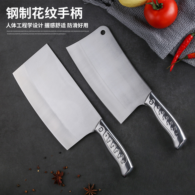 Cuchillo de cocina en stock, cuchillo de corte de acero inoxidable engrosado, cuchillo de corte, mango de patrón, cuchillo de cocina doméstico, cuchillo de cocina