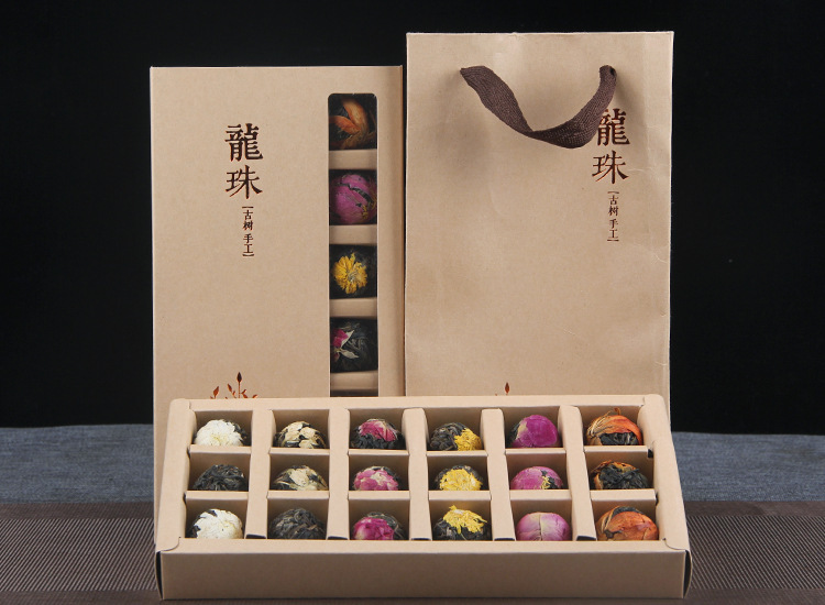 Yunnan Raw Pu-erh Flower Tea Dragon Balls Gift Box Six Floral Flavors 144g specifications