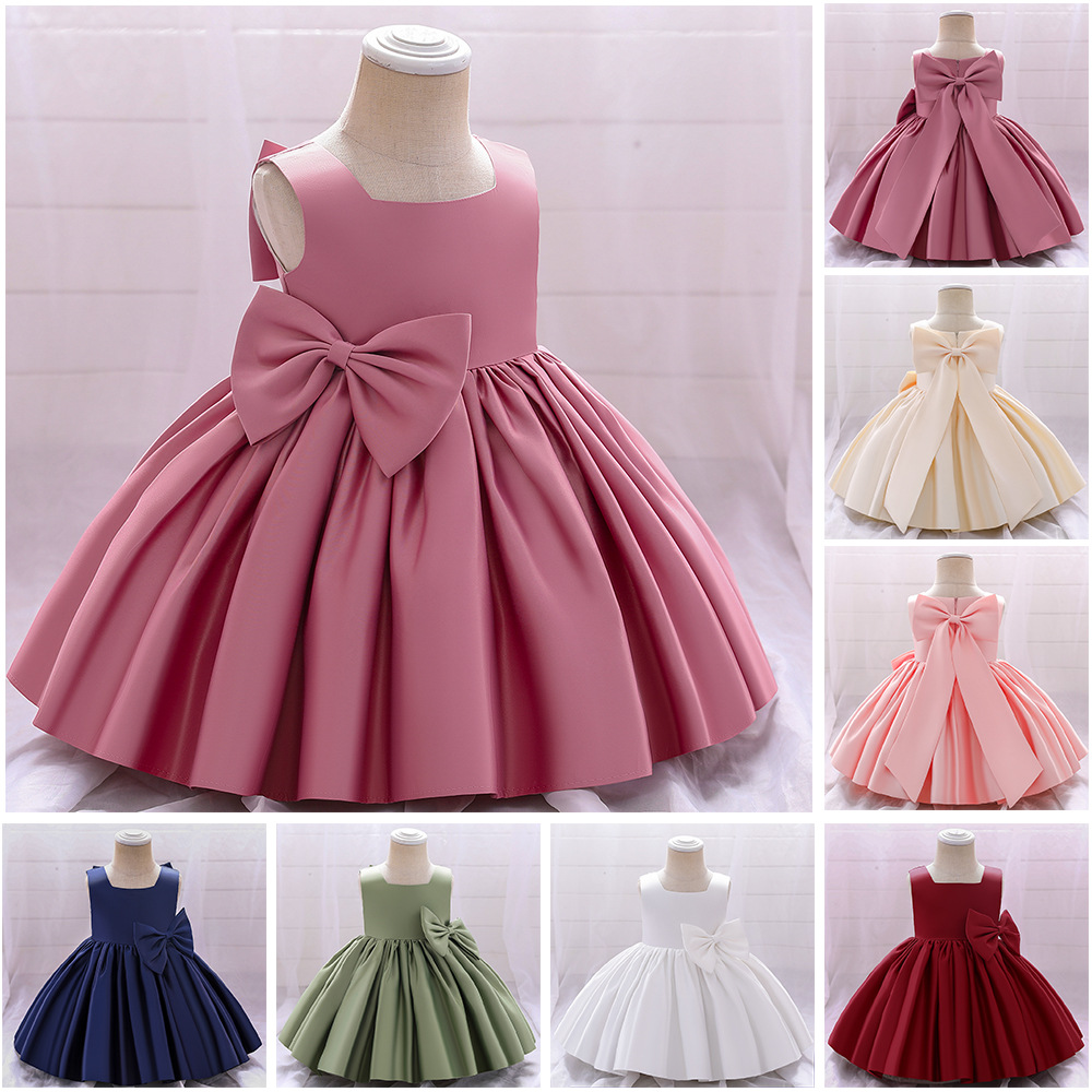 Elegant evening dress for little girls, princess dress, silk butterfly bow, performance costume for girls, fashion show dress for girls, piano performance dress