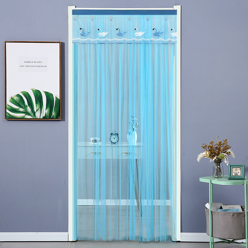 Lace door curtain screen door single-layer yarn partition curtain bedroom bathroom wind water curtain Velcro mosquito-proof door curtain punch-free Lace door curtain screen door single-layer yarn partition curtain bedroom bathroom wind water curtain Velcro mosquito-proof door curtain punch-free