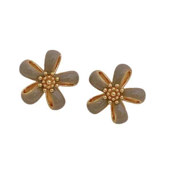 Otoño y invierno nuevos pernos de cinco pétalos de flores dulce aretes elegantes de alta calidad temperamento de moda auriculares al por mayor