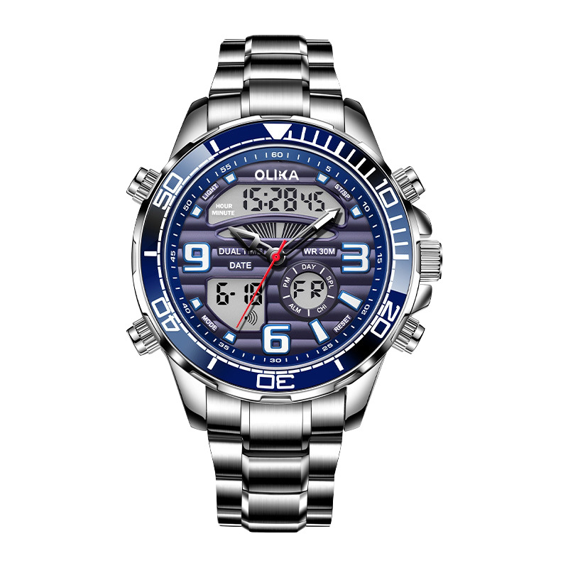 Multifuncional impermeable reloj de hombre luminoso estudiante fresco reloj electrónico doble pantalla temporización reloj despertador deportivo reloj de cuarzo