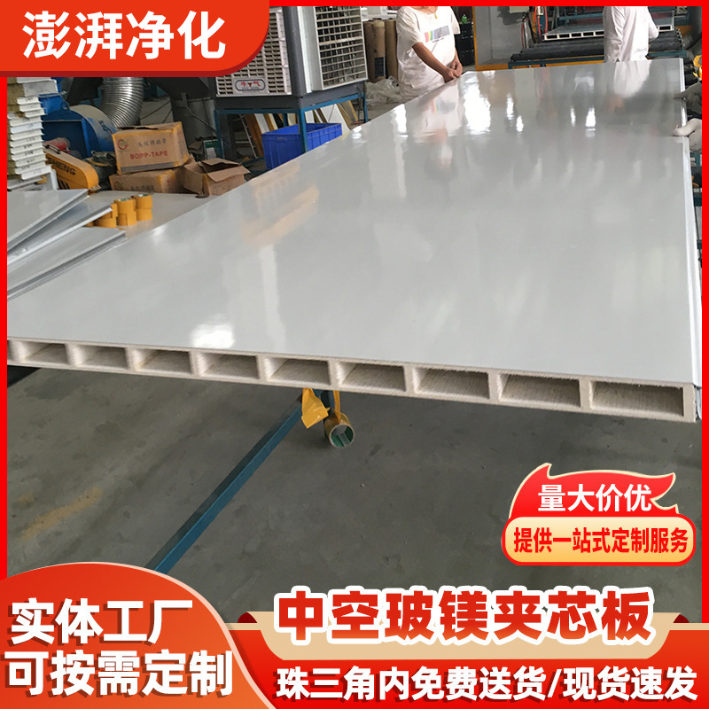 中空玻镁彩钢板岩棉夹芯板医药食品净化车间保温防火彩钢夹芯板