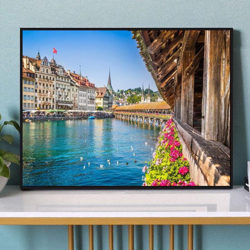 DIY pintura al óleo digital Comercio exterior Amazon ciudad neón Puerto paisaje transfronterizo entrega de una sola pieza al por mayor estación independiente