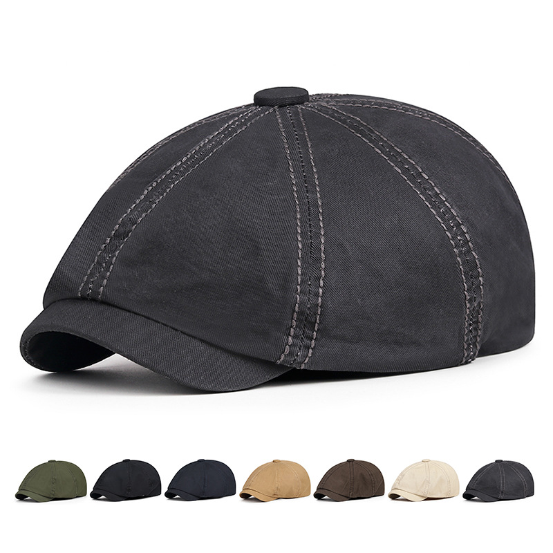 Spring and summer solid color cotton men's octagonal artistic women's newspaper children's beret duckbill hat_voghion.com