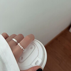 Delicate Pearl Handmade Ring for Women - Minimalist Cool Style Stackable S925 Silver Open Finger Ring - Instagram Style Versatile Ring for Index Finger