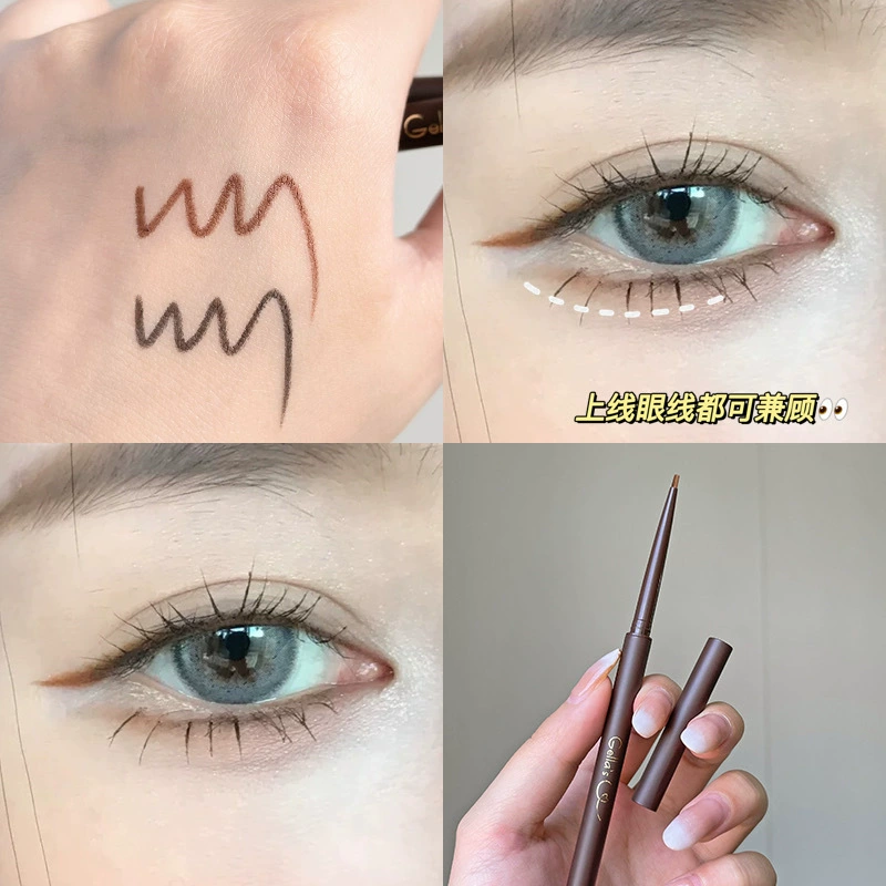Карандаш- eyeliner Jili Gellas Eyeline Pen гладкий без осыпания, тонкий наконечник, цвет черный винно-красный