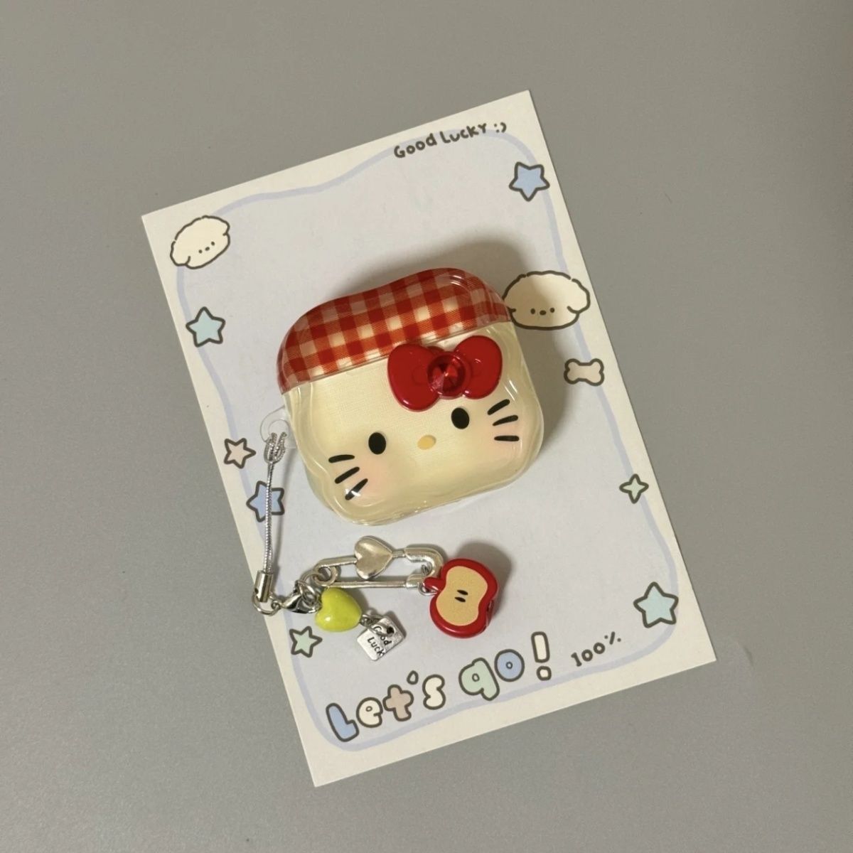 Apple Red Grid Kitty para Apple AirPods 2nd Generation Bluetooth Earphone Cover AirPods 3rd Generation 4th Generation