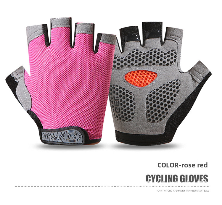 Sports Half Finger Butterfly Net Outdoor Riding Fitness Wear-resistant Breathable Shock-absorbing Non-slip Outdoor Finger Climbing Gloves_maomaolike.com
