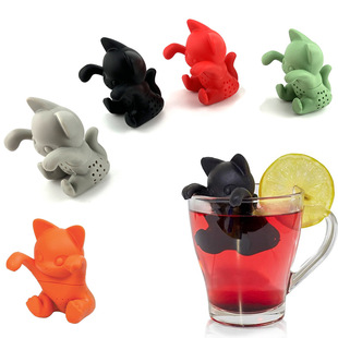 Food grade silicone tea maker creative cartoon shape kitten tea strainer tea strainer tea strainer cross-border in stock