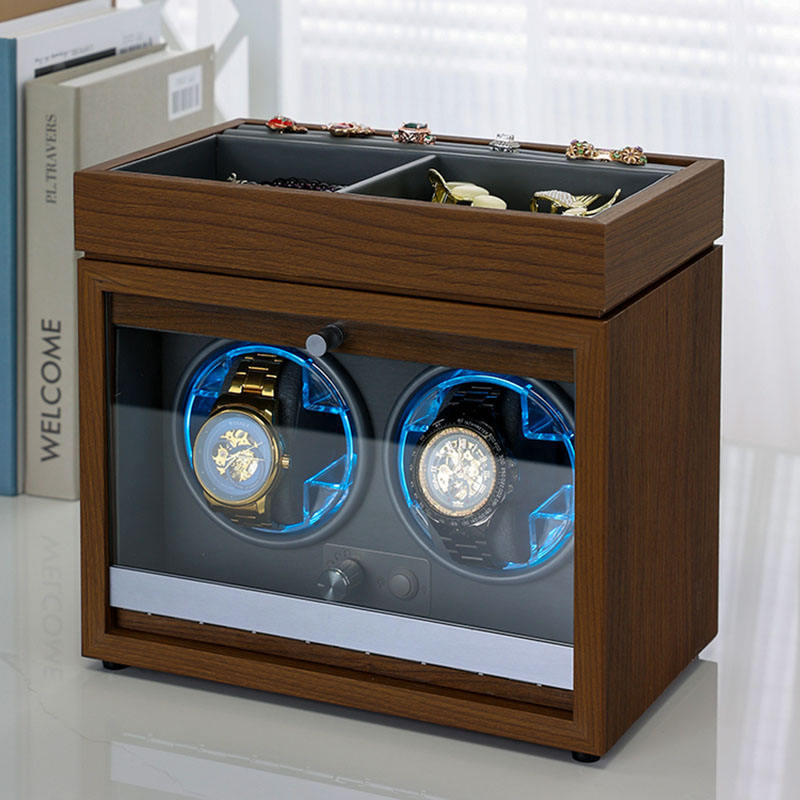 Vertical 2-Meter + Jewelry Storage Automatic Watch Shaker Ice Heart Blue Light Multi-Functional Opening and Stoping Jewelry Box