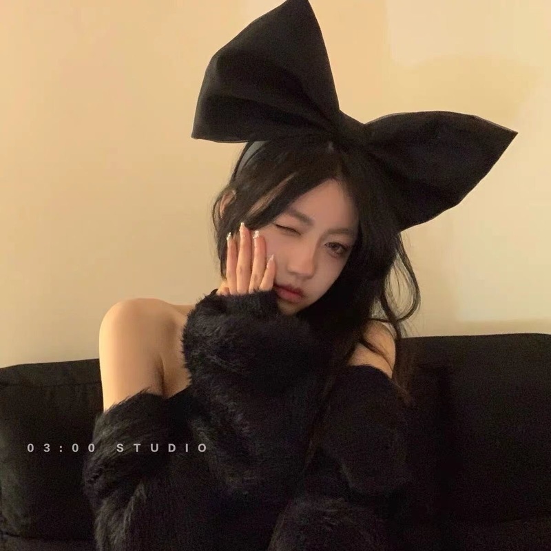 女性用特大立体リボンカチューシャ、ネットセレブと同じスタイル、誇張された甘い美白カチューシャ、ガーリーハートヘアピン|undefined