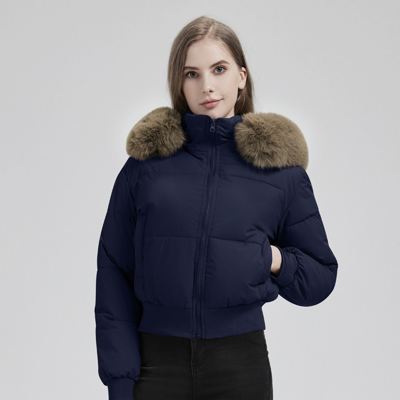 Cross-Border Large Fur Collar Hooded Short down Jacket for Women in Autumn and Winter, Fashionable, Slim and Warm Small Cotton Jacket Cross-Border Large Fur Collar Hooded Short down Jacket for Women in Autumn and Winter, Fashionable, Slim and Warm Small Cotton Jacket