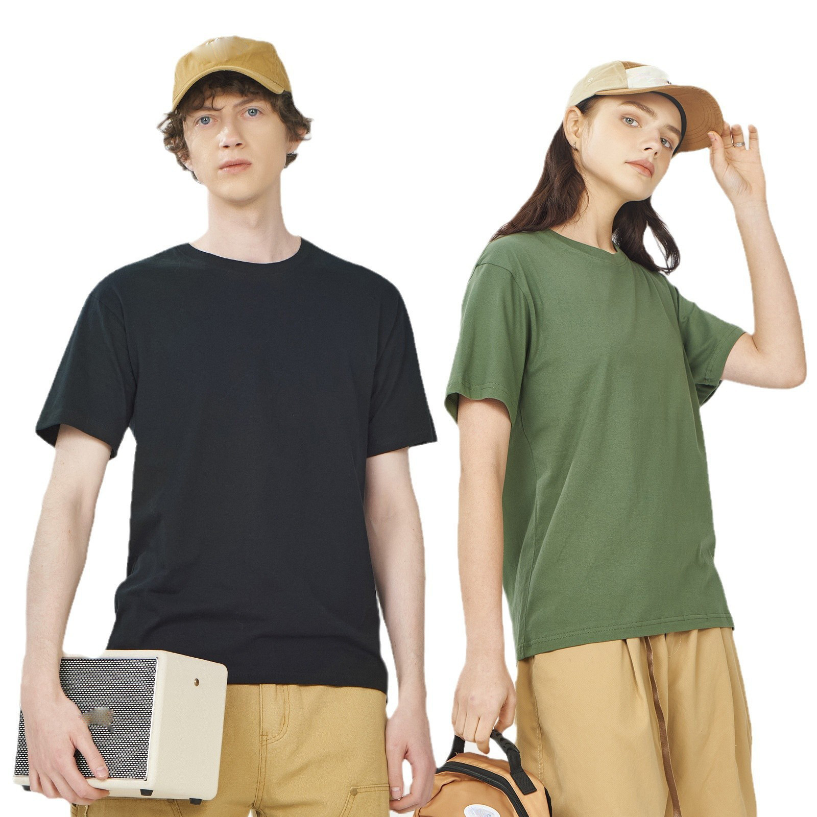 Guangzhou Cang 180g puro algodón costura lateral manga corta cuello redondo camiseta de los hombres de moda camisa de fondo camisa cultural impresión personalizada
