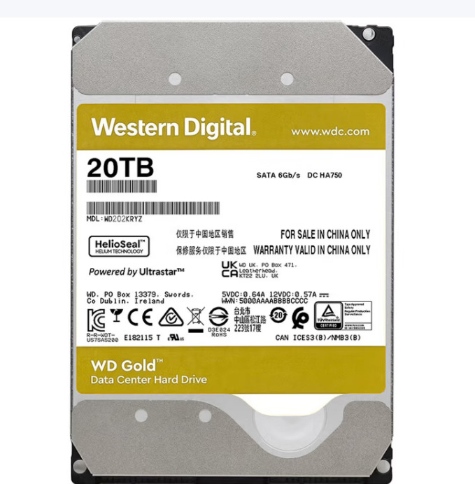 适用于西部数据（WD）企业级机械硬盘西数金盘 20TB WD203KRYZ