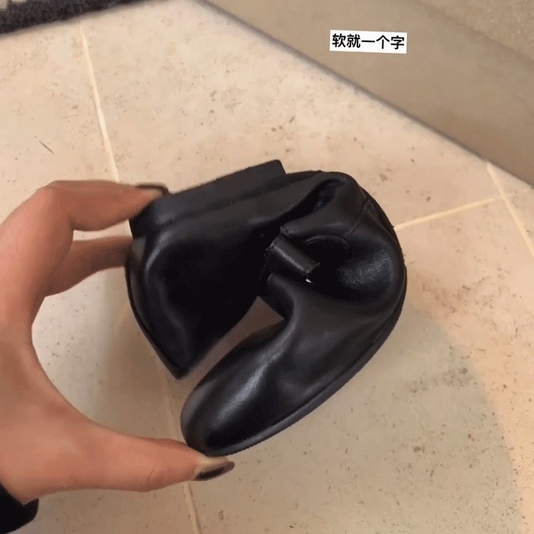 【大货中】把row洗一下~马皮褶皱魔术贴扣带平底芭蕾单鞋女玛丽珍|undefined