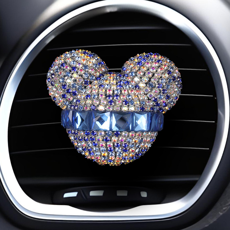 Diamante transfronterizo Mickey Head Salida de aire para automóvil Clip de fragancias Perfume para automóvil Aire acondicionado Perfume para automóvil Interior de diamantes de imitación