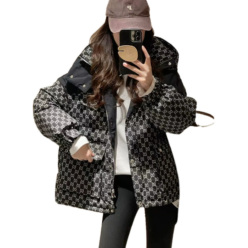 Fashionable short keep warm down jacket with down with hood
