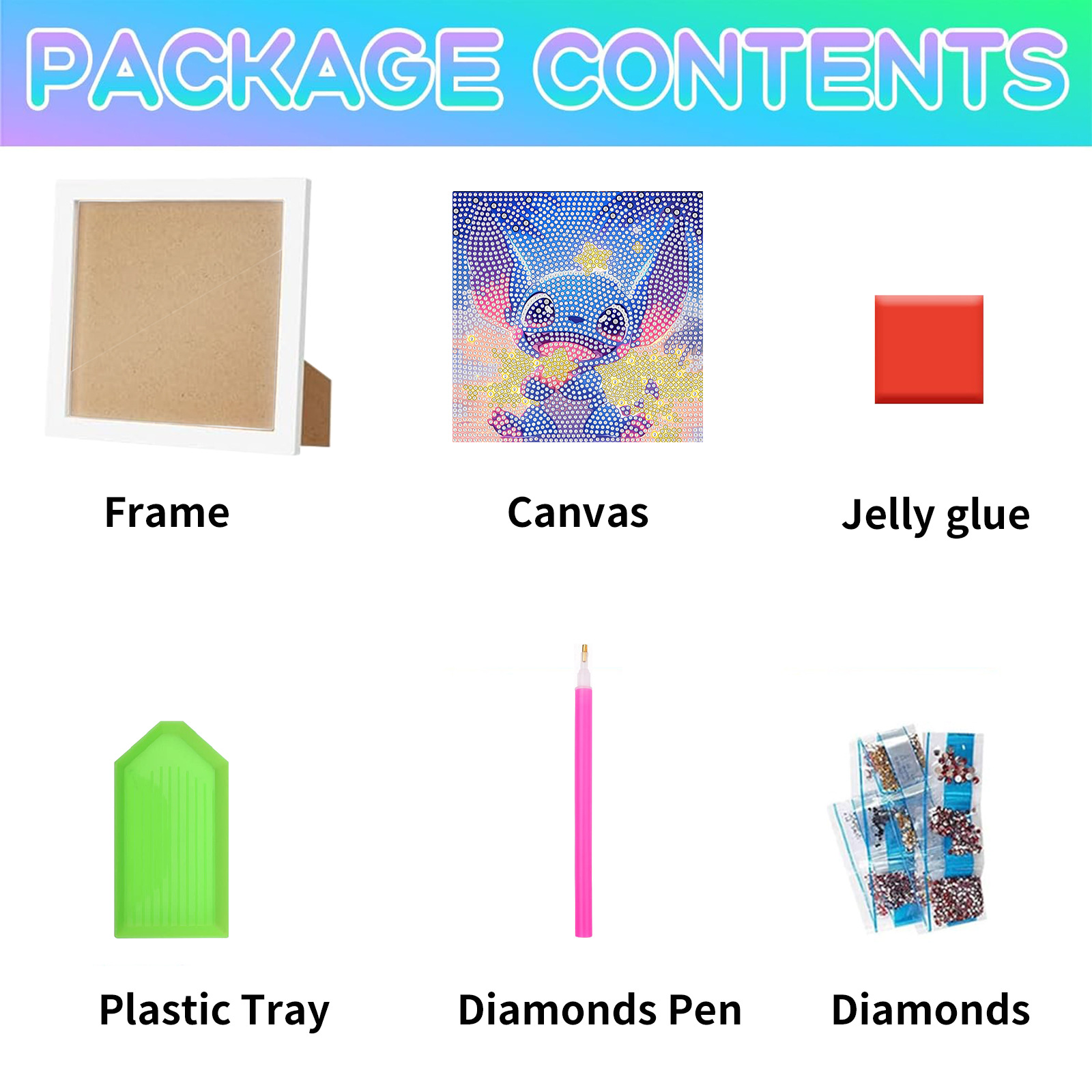 Star Baby Stitch con marco de pintura de diamantes juguetes educativos paquete de material de diamantes de cristal bricolaje pegatinas hechas a mano para niños