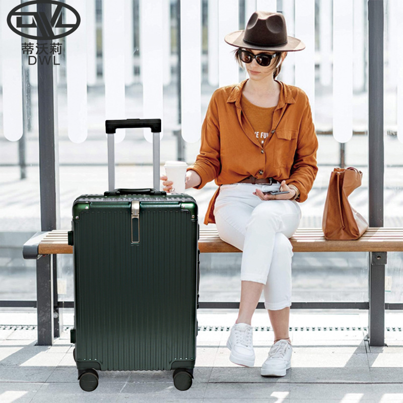 Fly Green Aluminum Frame Thickeneded Pc Aluminum Trolley Case Parents Travel Remote Northwest Practical Silent Universal Wheel Case