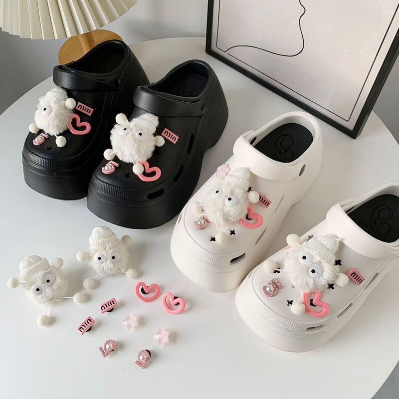 Hole shoes shoes flower high-grade shoe buckle coal ball plush doll shoelace buckle decoration y2k small accessories buckle accessories Hole shoes shoes flower high-grade shoe buckle coal ball plush doll shoelace buckle decoration y2k small accessories buckle accessories