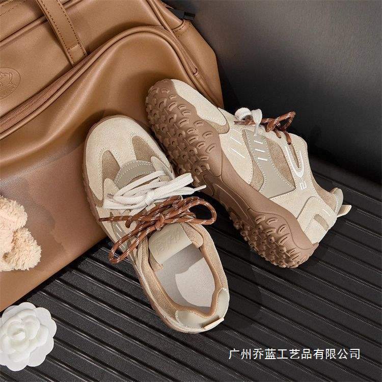德训鞋女小众复古秋冬加绒保暖棉鞋厚底休闲运动毛毛老爹鞋阿甘鞋