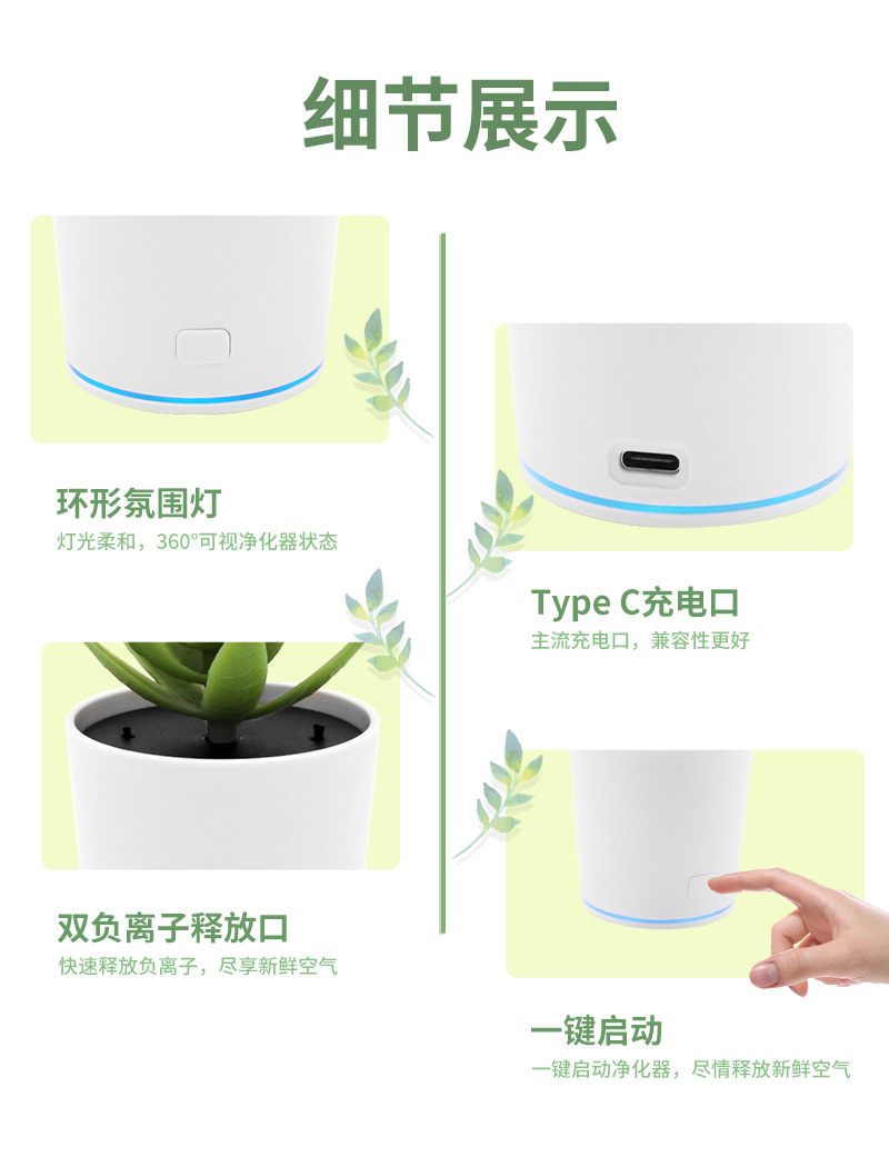 Mass Customization of Simulated Plants, Smart Car-Mounted Air Purifier, Negative Ion Removal of Smoke and Haze