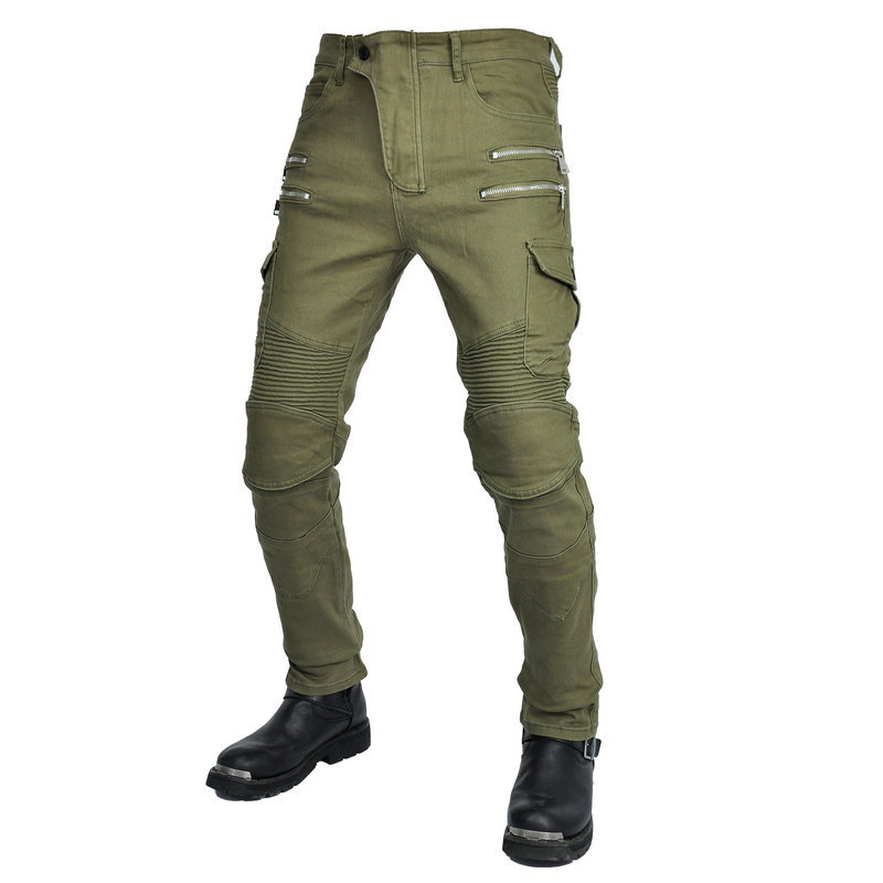 Pantalones vaqueros de la motocicleta de los hombres multi-Bolsa de ropa de trabajo pantalones de montar retro Cuatro Estaciones cremallera elástica off-road anti-caída Pantalones