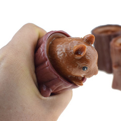 New and Unique Squeeze log squirrel cup stress relief cute pet squeeze surprise log animal venting toy