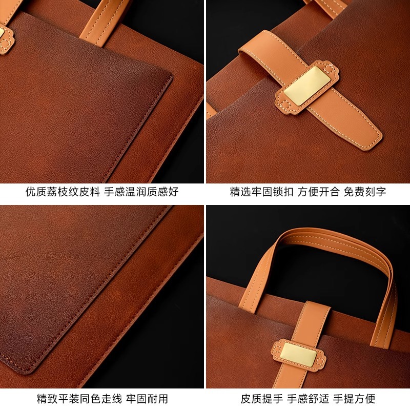 Bolsas de archivos transfronterizas a4 bolsas de archivos portátiles de cuero de negocios bolsas de archivos de contrato bolsas de archivo se pueden imprimir logotipos fijos