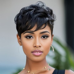 欧米のファッションのかつらの女性のショートヘアのアフリカの黒色の層の短いタイプの頭のカバーの偏ったboboの頭のかつらのクロスボーダーの卸売り