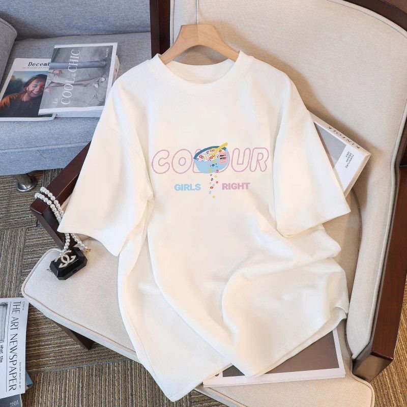 White T-shirt for women, pure cotton, short-sleeved, summer wear, 2025 new, loose fit, slimming, plus size, women's casual top, trendy on Instagram White T-shirt for women, pure cotton, short-sleeved, summer wear, 2025 new, loose fit, slimming, plus size, women's casual top, trendy on Instagram