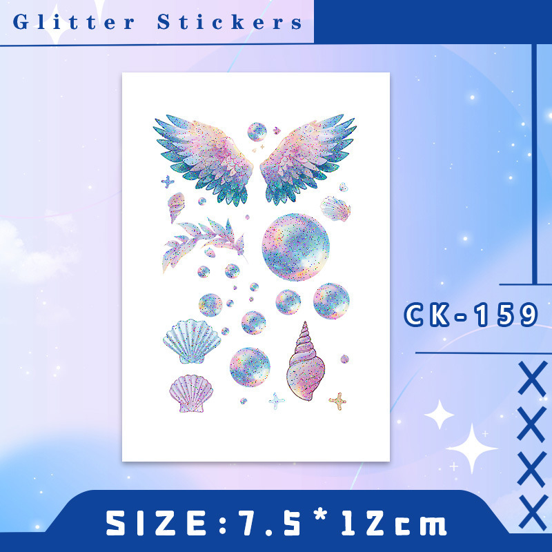 Wings Planet Colorful Glitter Tattoo Sticker Waterproof Lasting Women's Arm Face Makeup Cute Washable Temporary Sticker Wings Planet Colorful Glitter Tattoo Sticker Waterproof Lasting Women's Arm Face Makeup Cute Washable Temporary Sticker