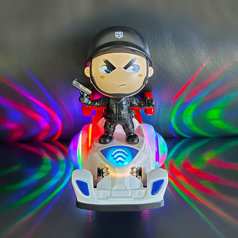 Coche de policía infantil TikTok mismo juguete al por mayor Juguete eléctrico giratorio Kart música fresca transfronteriza