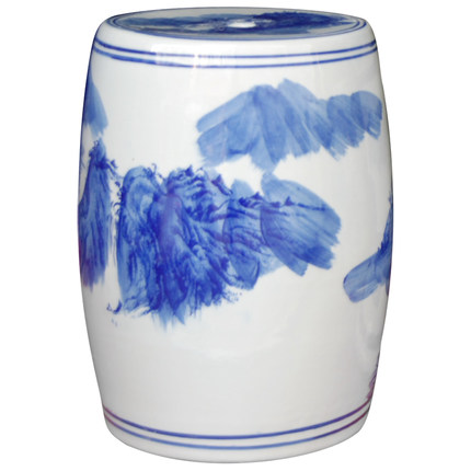 단일 파란색과 흰색 풍경 의자