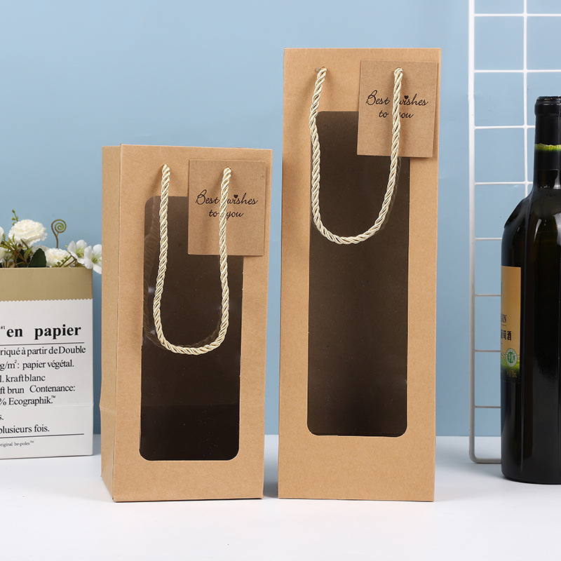 Bolsa de mano de ventana simple ramo de flores Bolsa de regalo de vino tinto de San Valentín alta sensación de regalo de flores eternas